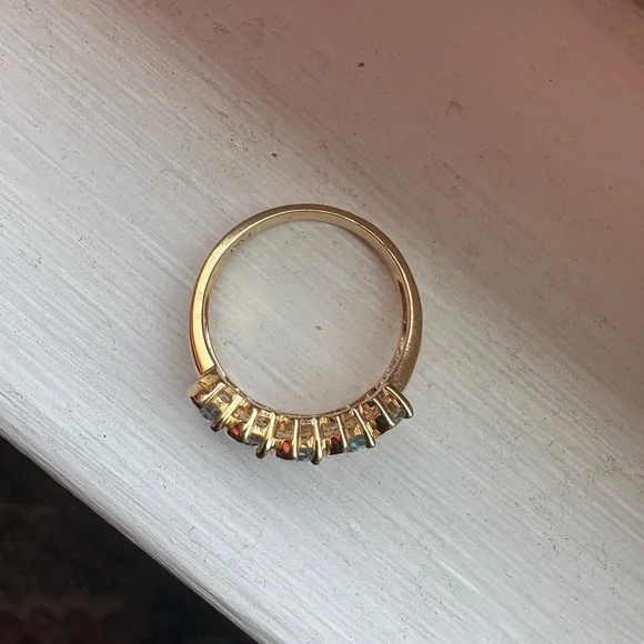 Blue topaz gold plated ring, size 7